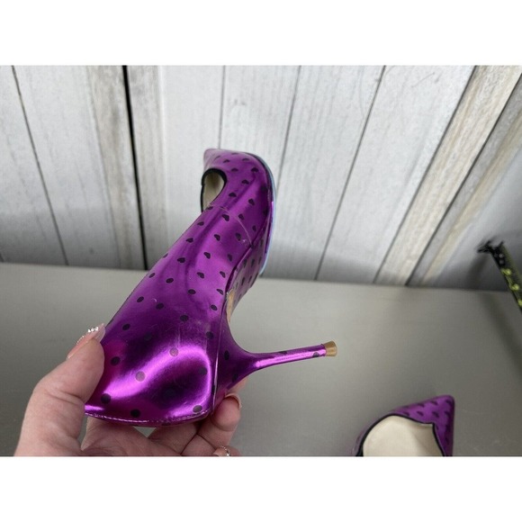 Sophia Webster Luella Metallic Foil Heart Purple Pink stiletto Heels 37 US 6.5 - Picture 7 of 10